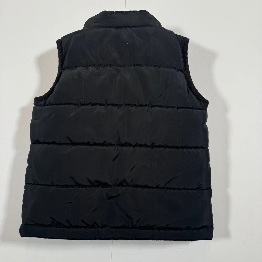 Nike Kids Puffer Vest Black Grey Colorblock Full Zip Fleece Lined 12M L642-023